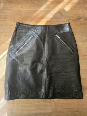 MAJE Leather A-line Mini Skirt Sz 36 (S)
